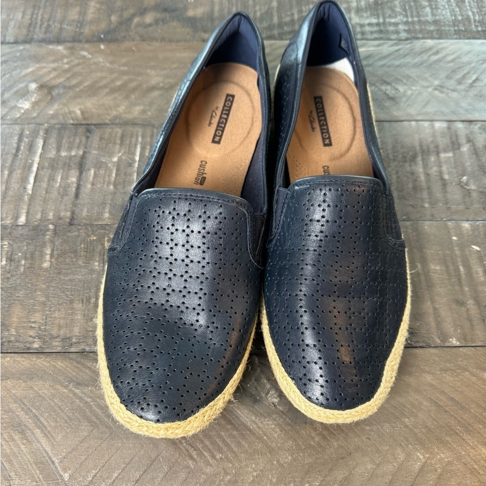 Clarks Women's Elaina Ruby Loafer Slip On Shoe Size 8.5 M Espadrille Loafer Navy